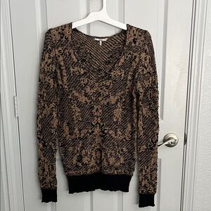 BKE Black and Brown V-Neck Sweater